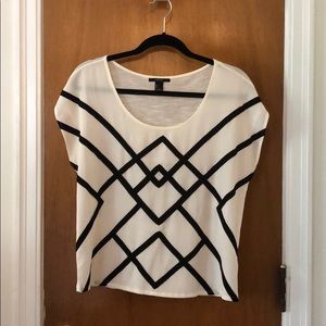 Forever 21 White and Black Tee